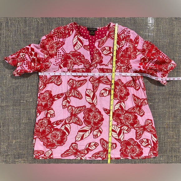 Anthropologie Vineet Bahl Blouse, Size XS, Pink & Red Hand Woven Rayon - Picture 5 of 11